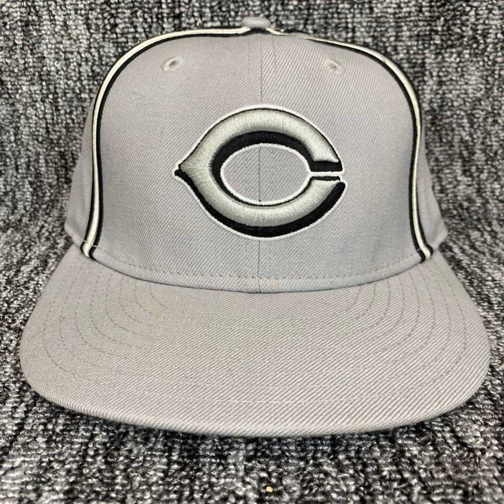 New Era 59FIFTY Cincinnati Reds Grey Black Piping Fitted Hat Cap Mens 7 1/8